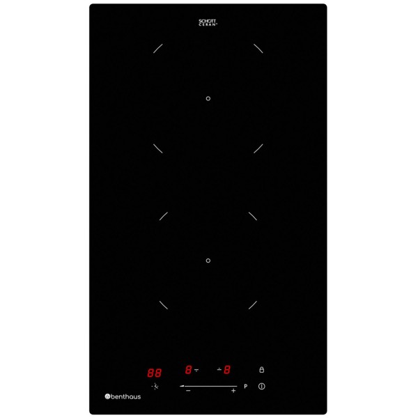 Benthaus mattes Domino Induktionskochfeld 30 cm autark - 2-Zonen Glaskeramik mit Touch Control, Booster & Timer