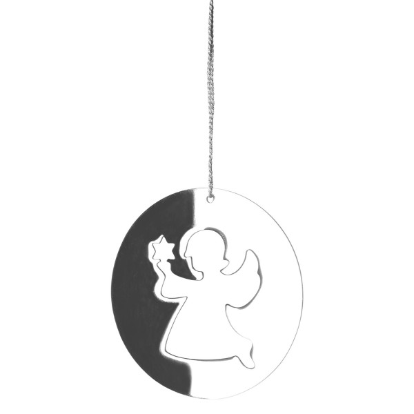 Fink runder Deko-Engel Anhänger aus Edelstahl Ø 8 cm für Fenster oder Weihnachtsbaum - Art.-Nr. 151191