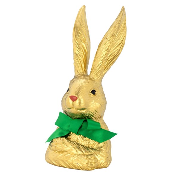 Goldfarbene Osterhasenfigur 20.8 cm aus Kunststein Hasen-Büste mit grüner Schleife - Art.-Nr. 6558