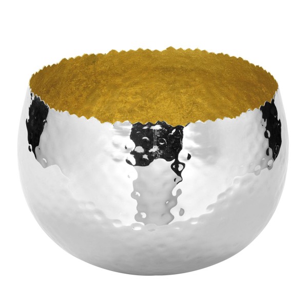 Fink große dekorative Schale Ø 20 cm aus vernickeltem Eisen gehämmerte Obstschale - Art.-Nr. 156007