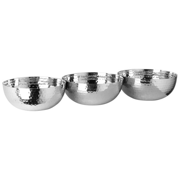 Fink 3-fache Edelstahl-Schale 28 x 4 cm gehämmerte Dipschalen ideal zum snacken - Art.-Nr. 156136