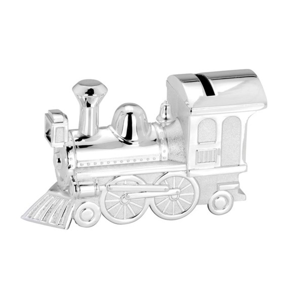 Spardose in Lokomotiven-Form versilberter Kinder Sparbüchse für Münzen & Scheine