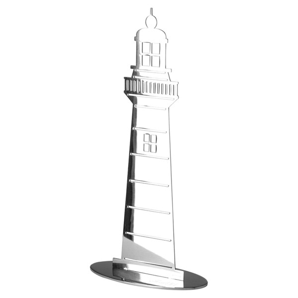 Fink Deko-Leuchtturm 24 cm aus Edelstahl silber glänzende Fixpunkt Skulptur zum Aufstellen - Art.-Nr. 151233