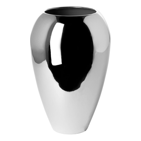 Fink hohe edle Blumenvase 26 cm silberne Eisen Vase im bauchigen Design - Art.-Nr. 157141