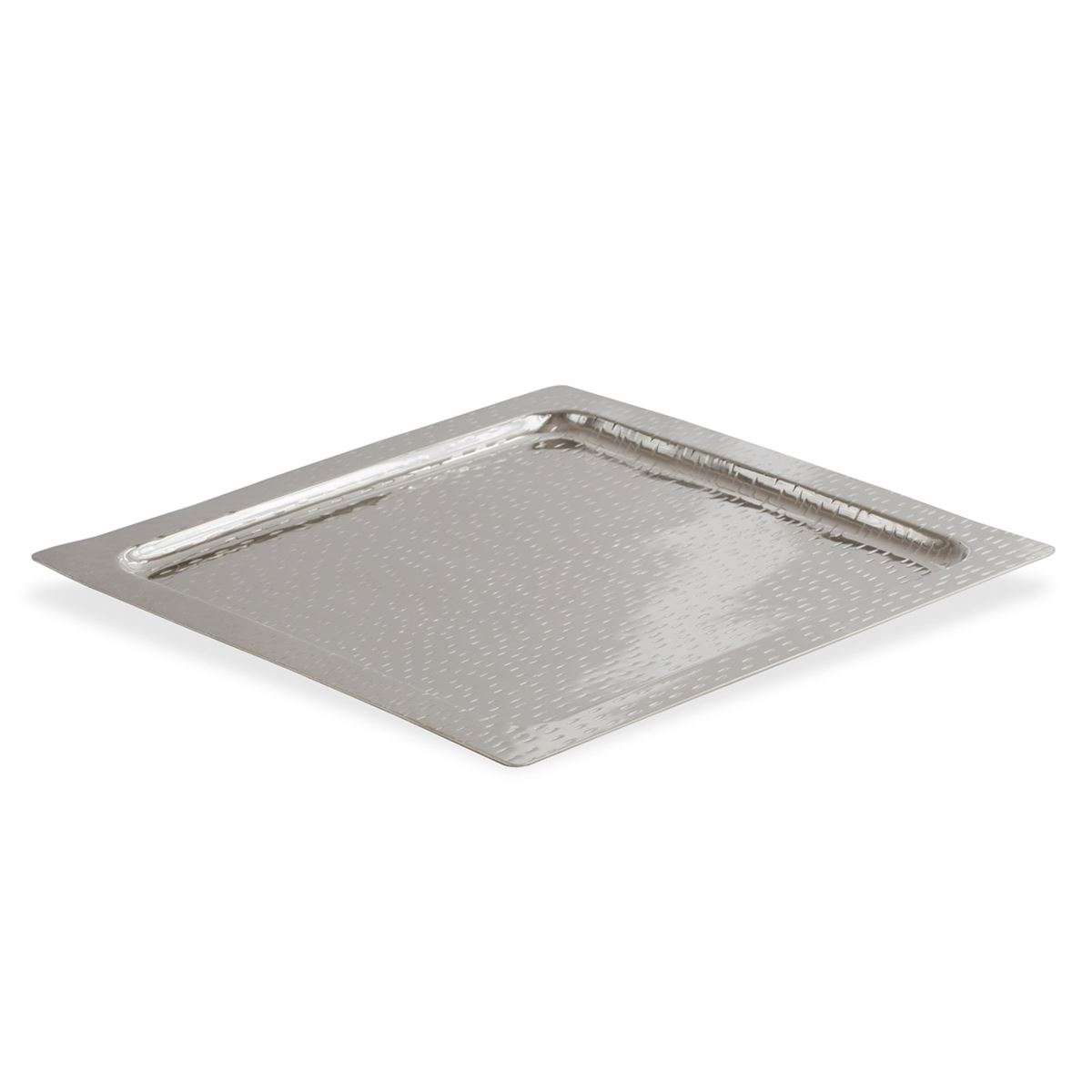 großes eckiges gehämmertes Aluminium XL Deko Tablett 50x50 cm | MM-ComSale
