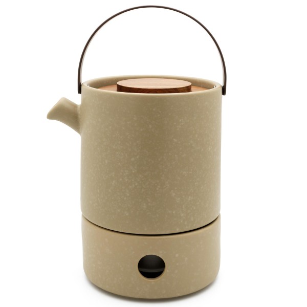 Bredemeijer große Teekanne 1.2 Liter beige aus Keramik mit Teewärmer