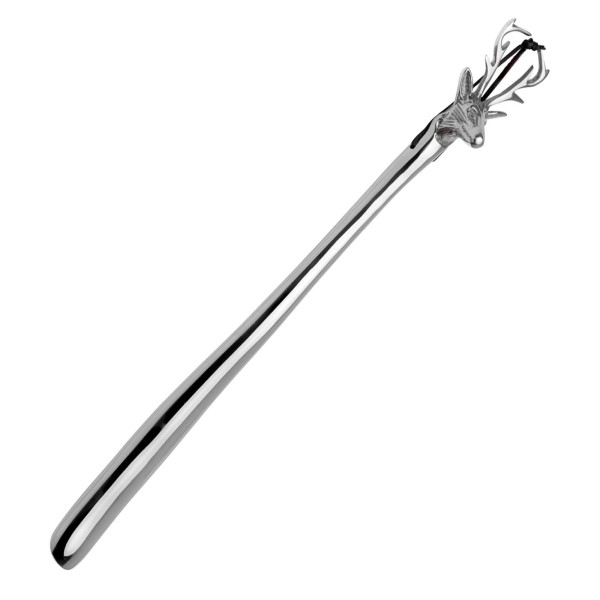 Alu Schuhanzieher 56 cm mit Aufhängung Schuhlöffel mit Griff in Hirschkopf-Form - Art.-Nr. 6579
