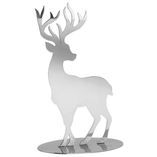 Fink silberner Deko Hirsch 8 cm aus Edelstahl Dekofigur zum Aufstellen - Art.-Nr. 141334