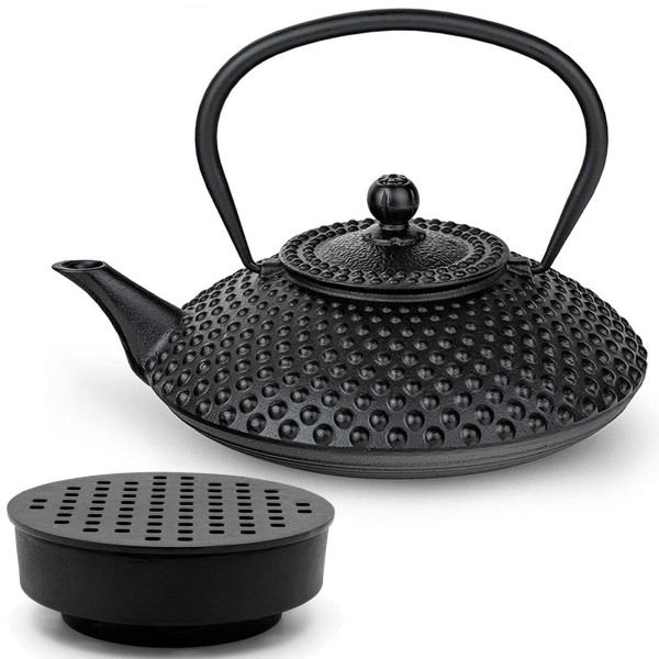 Bredemeijer große Teekanne 1.25 Liter Induktion im Set Gusseisen schwarz mit Teewärmer