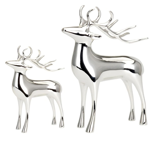 Deko Rentier Paar 2-teiliges Figuren Set stehend versilbert in Glanzoptik