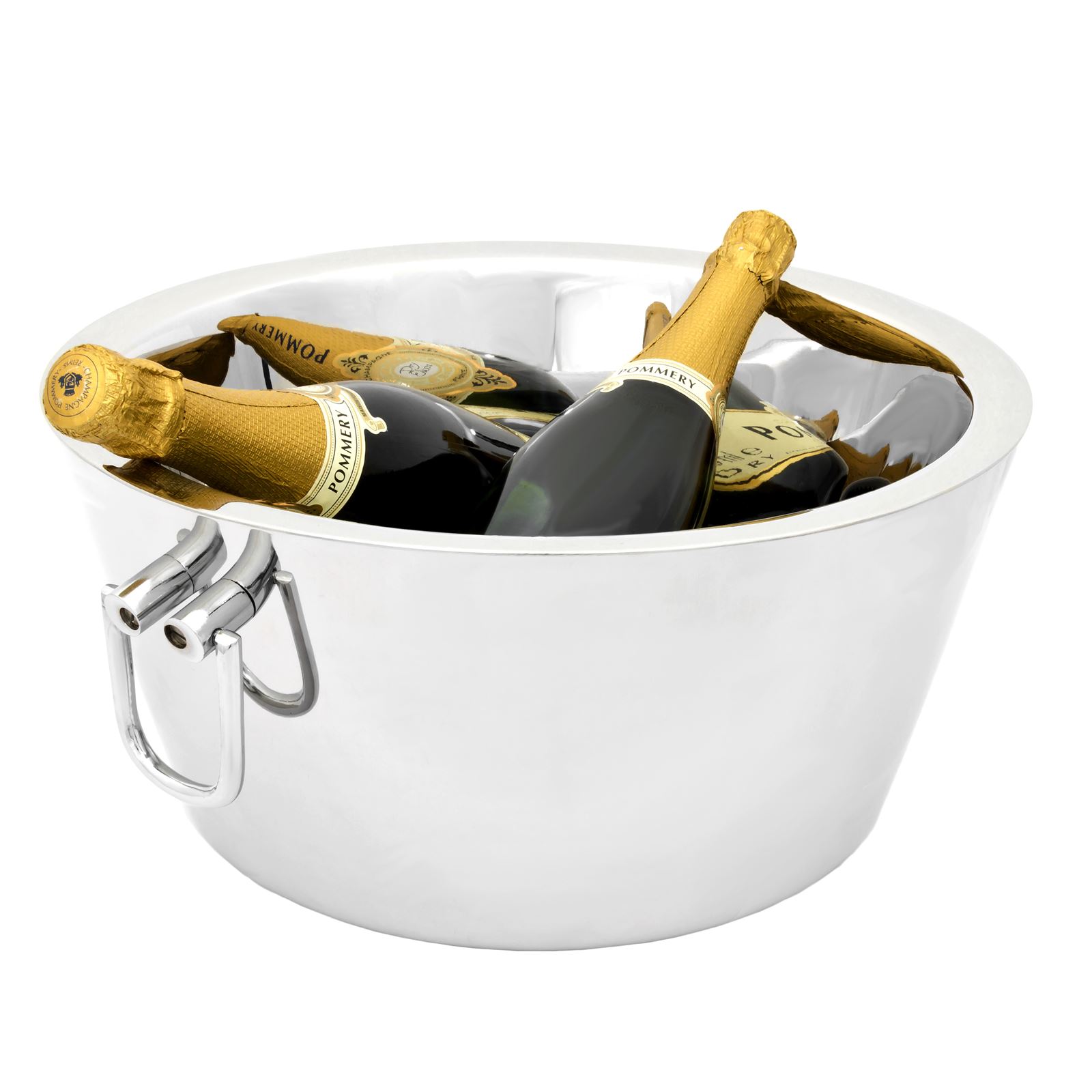 große doppelwandige Edelstahl Champagnerschale mit Griffe Ø 40 cm | MM