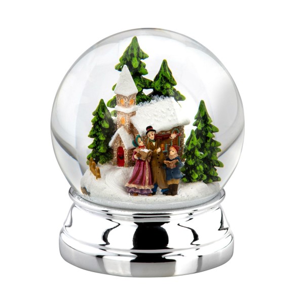 große versilberte Glas Schneekugel Ø 10 cm Weihnachtssänger - Art.-Nr. 5330ver