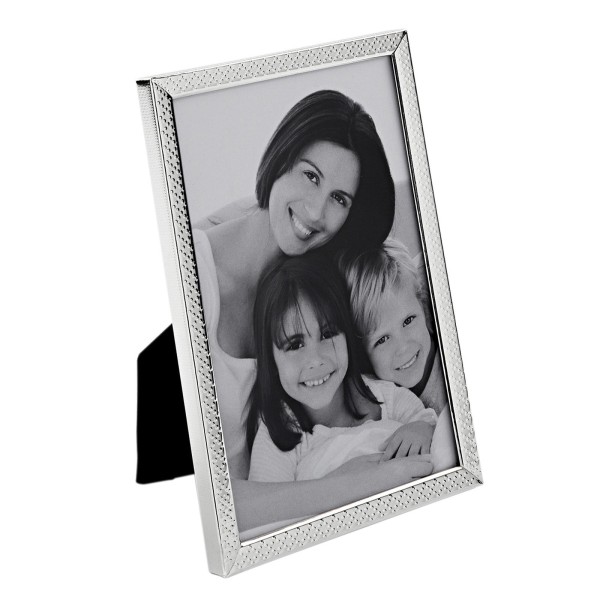 Fink versilberter Bilderrahmen 10x15 cm Fotorahmen mit schmaler Musterleiste für 1 Foto - Art.-Nr. 133218