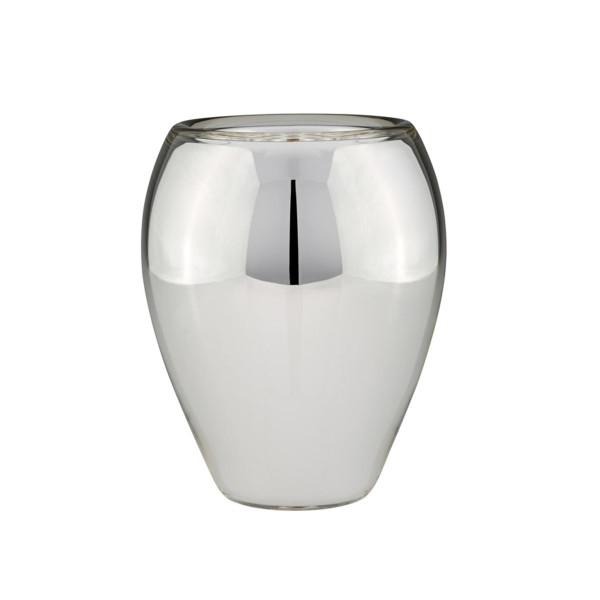 kleine ovale silberne Glas Blumenvase Ø 20 cm 16 cm hoch | MM-ComSale