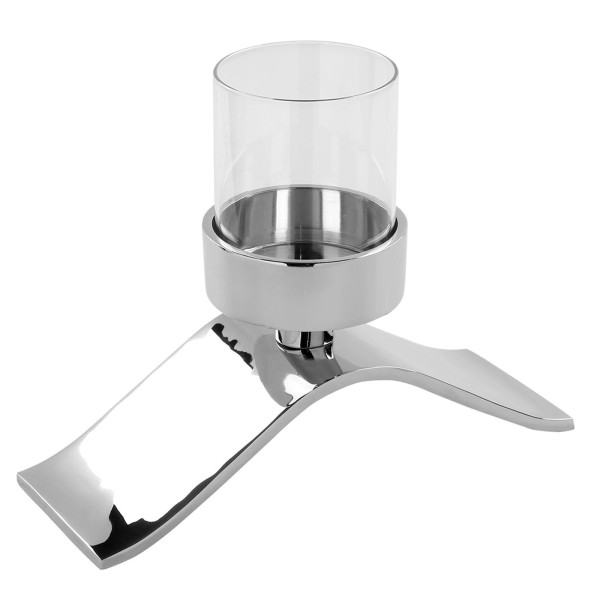 Fink 1-flammiger Teelichthalter 21x10 cm mit Glas Aluminium Kerzenhalter - Art.-Nr. 158090