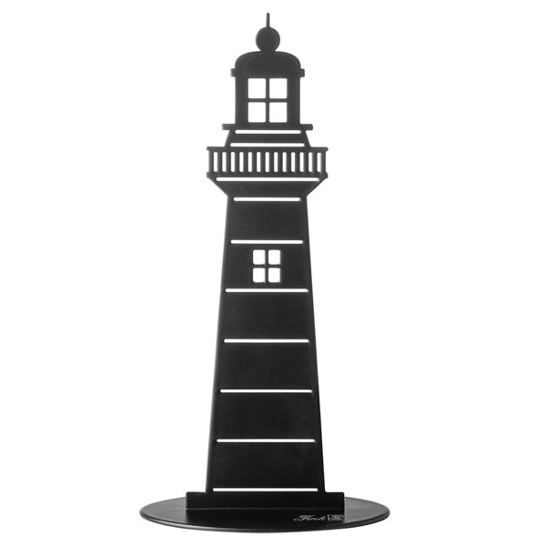Fink Deko-Leuchtturm 24 cm aus Eisen schwarz matte Fixpunkt Skulptur zum Aufstellen - Art.-Nr. 151234