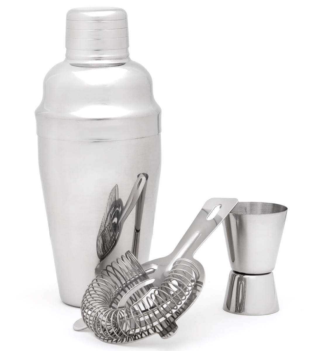 3 teiliges Edelstahl Cocktail Shaker Set 500 ml
