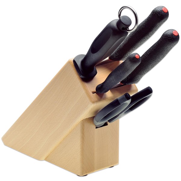 Giesser Küchen Messerblock 5-tlg. PrimeLine aus Holz inkl. Wetzstahl & Haushaltsschere - Art.-Nr. 9891 b5 pl
