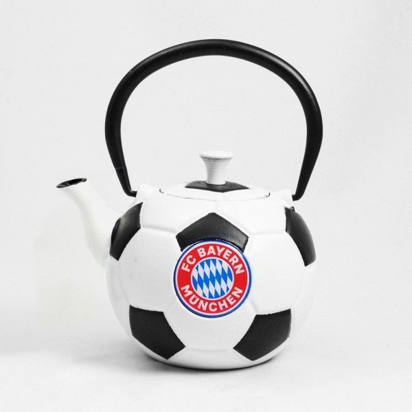 schwarz weisse gusseiserne FC Bayern Teekanne Fussball 0.6 Liter - Art.-Nr. ZQ0.6l-9000