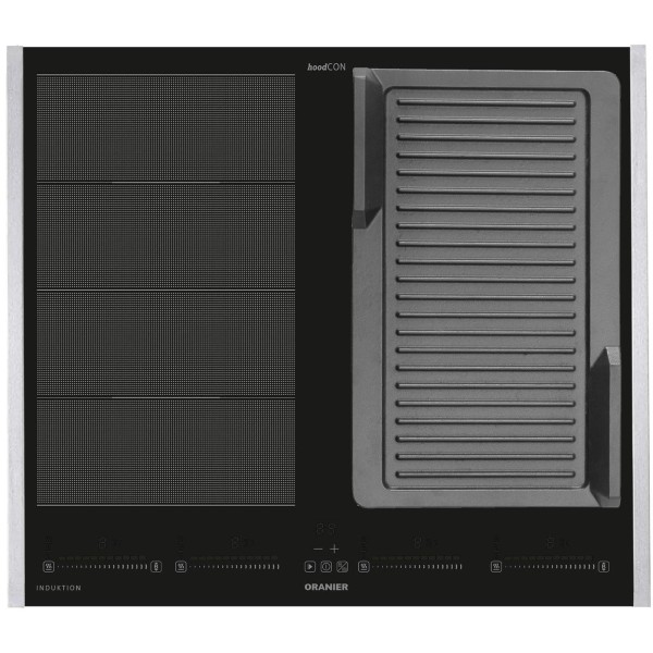 Oranier Flächen-Induktion 60 cm Kochfeld FLI660 mit Multi-Slider-Bedienung & Grillplatte Seitenleisten Edelstahl