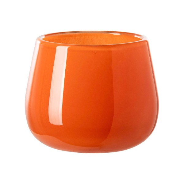 Fink Teelichthalter Ø 14 cm orange aus Glas rundes Windlicht für Teelichter - Art.-Nr. 115389