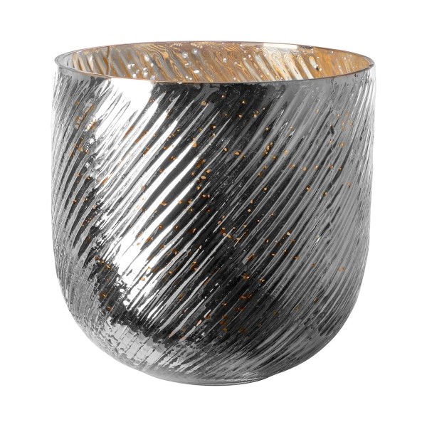 Fink antik silbernes Windlicht Ø 25 cm aus Glas großer Kerzenhalter für Stumpenkerzen - Art.-Nr. 115517