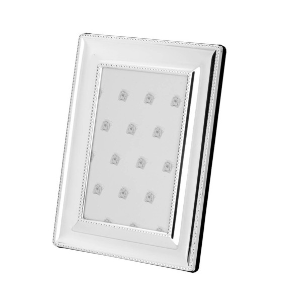 Fotorahmen Fotogröße 10 x 15 cm versilbert Bilderrahmen mit Perlrand & Samtrücken - Art.-Nr. 30210