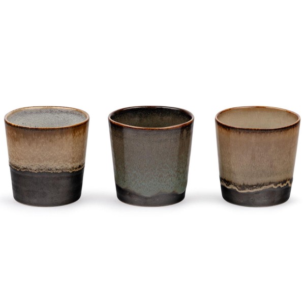 Bredemeijer Teebecher Set 3-teilig farbig aus Keramik je 320 ml Steingut-Becher