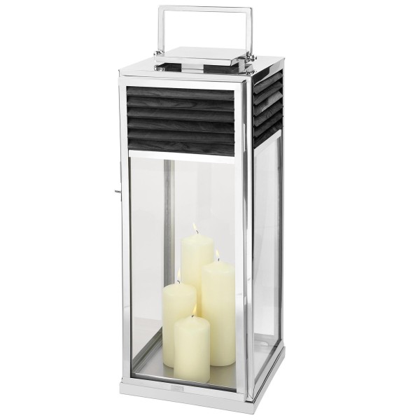 Fink große Laterne 80 cm aus Edelstahl & Teakholz Windlicht für den Innen- & Außenbereich - Art.-Nr. 147047