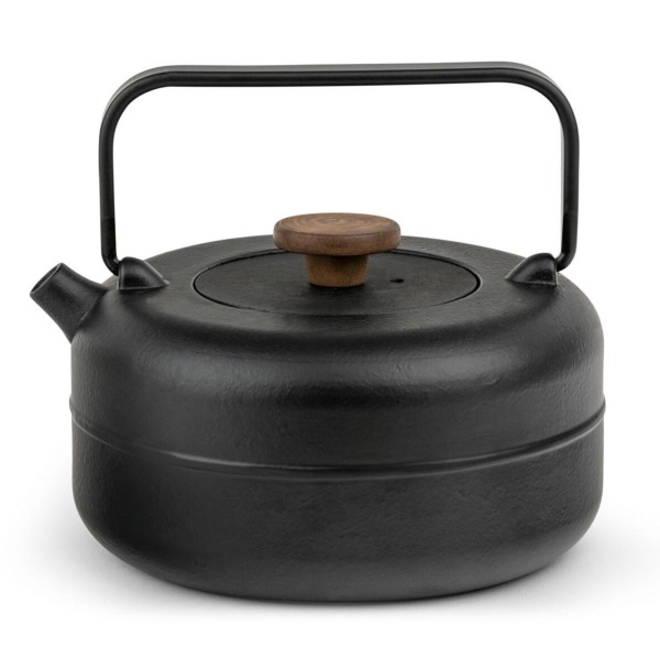 Bredemeijer kleine Guss Teekanne 0.75 Liter schwarz Kanne mit Holzknauf & Edelstahlfilter