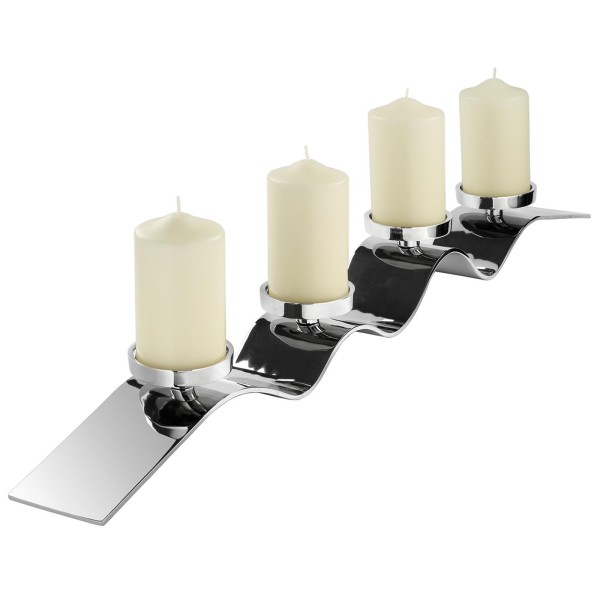 Fink 4-flammiger Kerzenhalter 105 cm Aluminium für Stumpenkerzen in Wellenform - Art.-Nr. 158085
