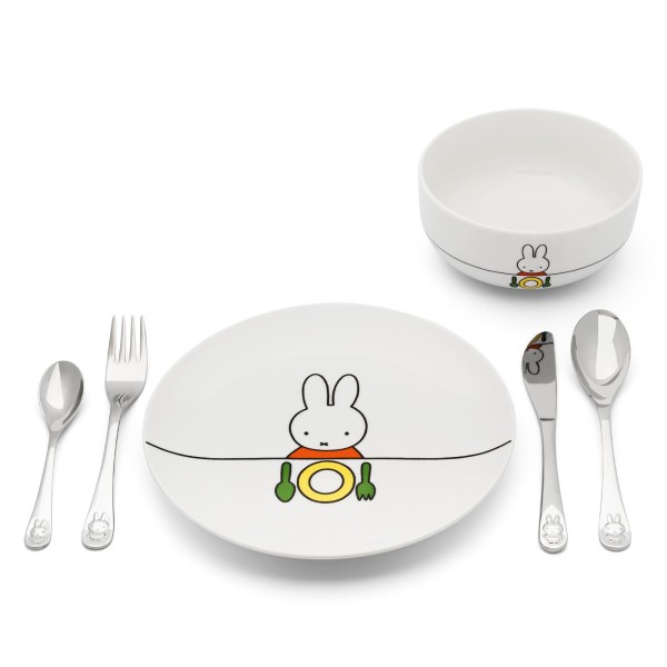 Zilverstad Kinderbesteck und Geschirr Set aus Porzellan Kanninchen Miffy
