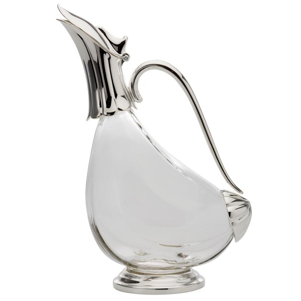 versilberter Glas Weindekanter in Form einer Ente für 1 Liter