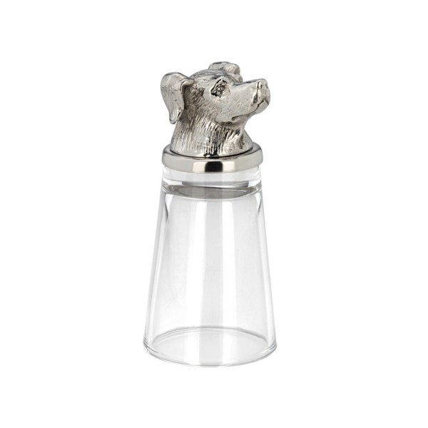 kleines Schnapsglas für 4 cl mit Hunde Motiv aus Edelstahl 10 cm hoch