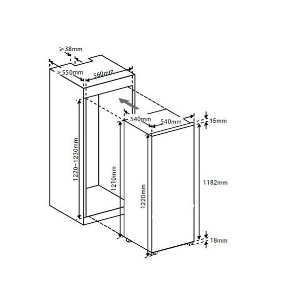 Oranier hoher weißer Einbau Kühlschrank Gefrierkombination 1.27 m EKG