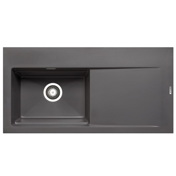 Pyramis große graue Granit Einbauspüle 100 cm 1 Becken links