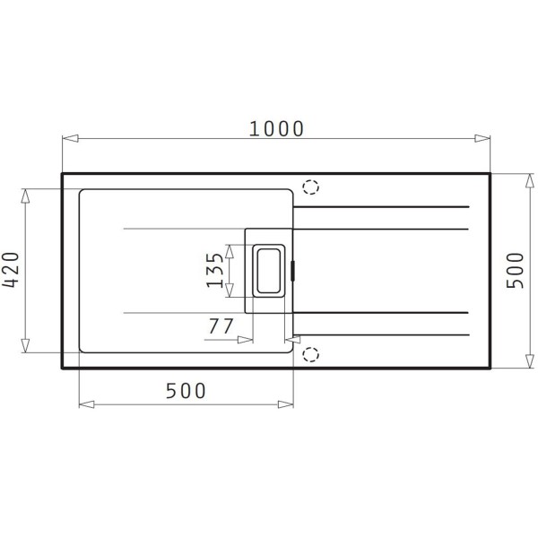 weiße XL Pyragranit Einbauspüle 100 cm 1 Becken und Ablage | MM-ComSale