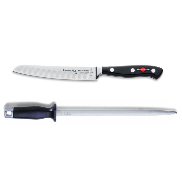 Dick Premier Plus Allzweckmesser Kullenschliff 15 cm & runder Standard Wetzstahl 25 cm