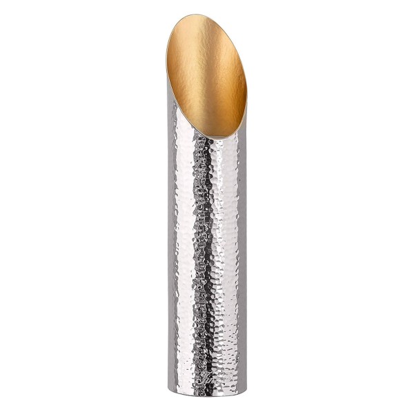 Fink gehämmerter Design-Teelichthalter 30 cm silberner Aluminium Kerzenhalter - Art.-Nr. 142135