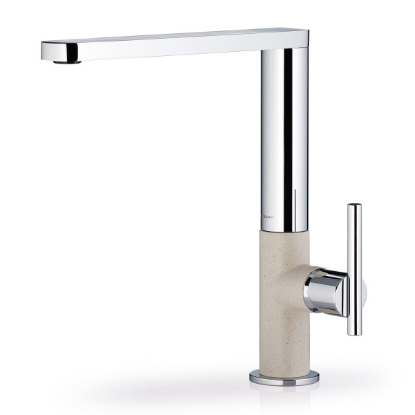 verchromter Küchen Einhebelmischer beige Ausladung 200 mm