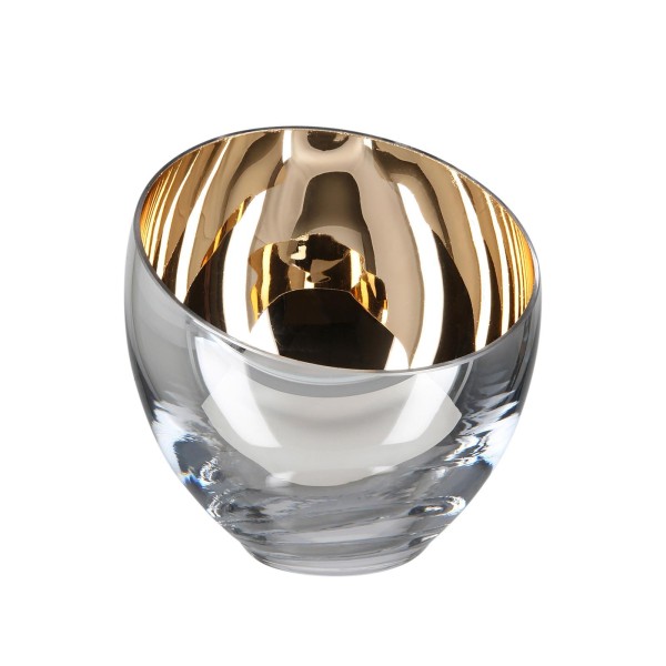 Fink eleganter Teelichthalter Ø 11 cm champagner Kerzenhalter Glas in kugeliger Vasenform - Art.-Nr. 116087