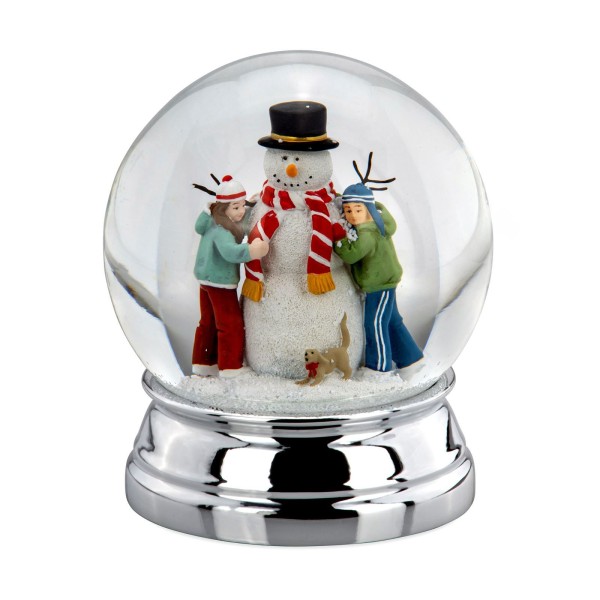 große versilberte Glas Schneekugel Ø 10 cm farbiger Schneemann - Art.-Nr. 5331ver