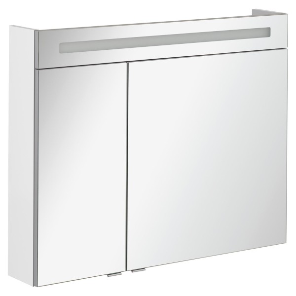 Fackelmann breiter 2-türiger LED Spiegelschrank 90 cm B.Clever weiß