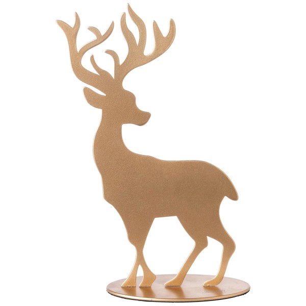 Fink goldfarbener Deko Hirsch 15 cm matt pulverbeschichtete Dekofigur zum Aufstellen - Art.-Nr. 151206