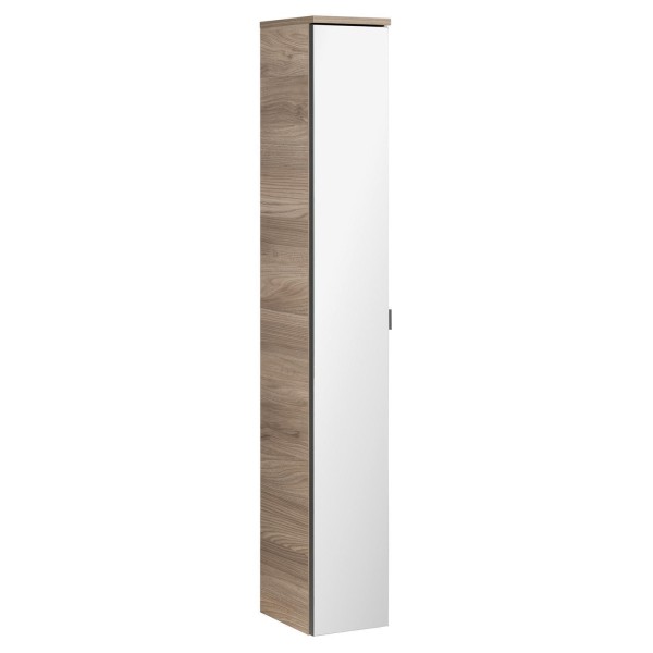 Fackelmann schmaler Bad Hochschrank 140 cm hoch mit Spiegeltür Luxor links