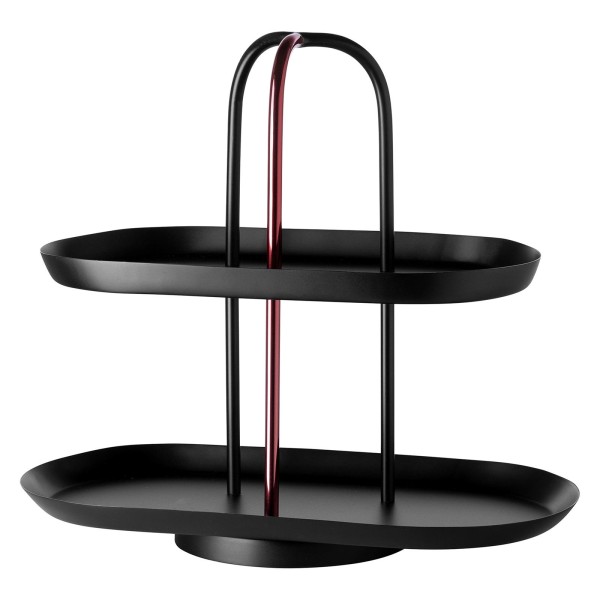 Fink Studio ovale zweistöckige Etagere 27 cm schwarzes Stufentablett mit Tragegriff - Art.-Nr. 155493