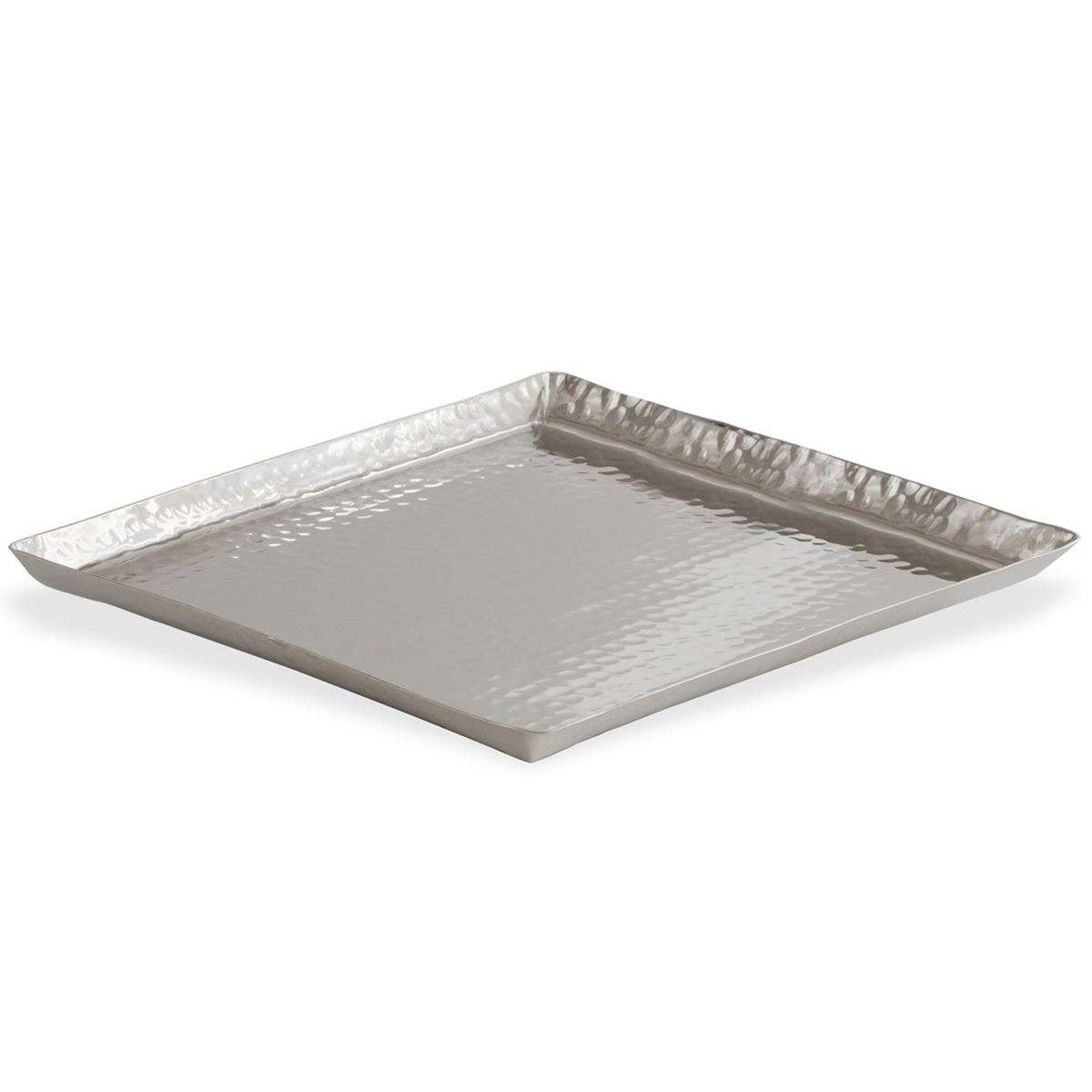 großes quadratisches gehämmertes Aluminium Deko Tablett 40x40 cm | MM