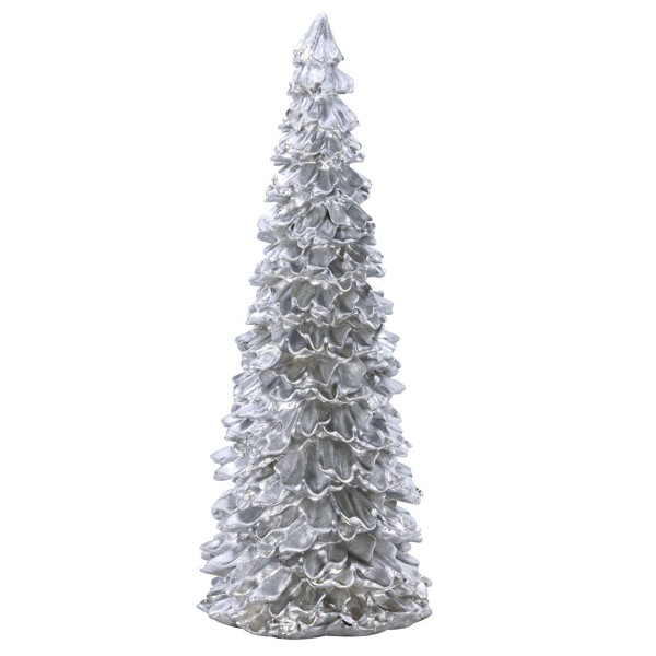 Deko-Baum 46 cm silberner Christbaum aus Kunststein als Winterdeko & zu Weihnachten