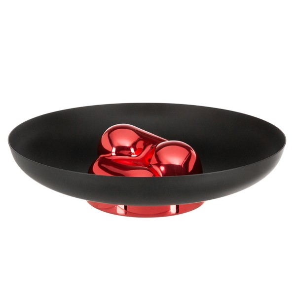 Fink Studio Deko Schale Ø 30 cm Alu-Edelstahl runde schwarz-rote Design-Snackschale - Art.-Nr. 156150