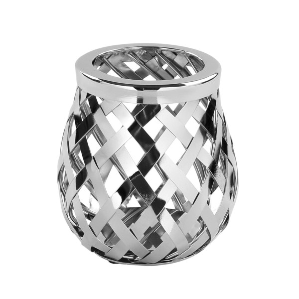 Fink kleines Edelstahl Windlicht Ø 14 cm Stimmungs-Teelichthalter mit Kerzenglas - Art.-Nr. 159210